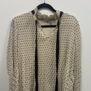 Max Studio Cream and Black Polka Dot Blouse